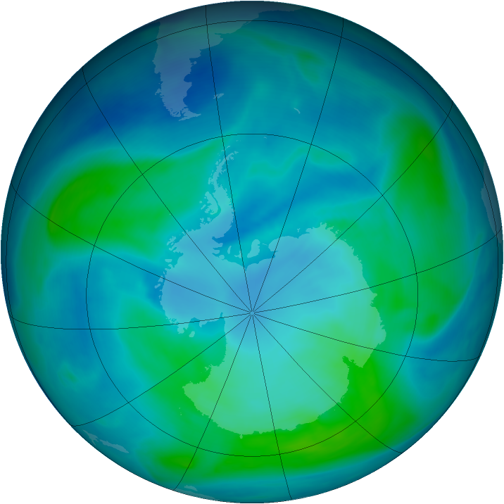 Antarctic ozone map for 13 February 2006
